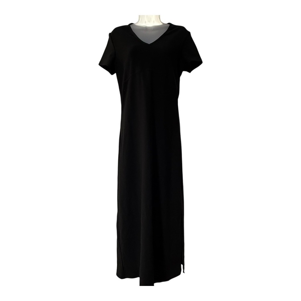 Vintage Blues Black‎ Maxi Dress Minimal Chic 90s Grunge V Neck - Picture 3 of 7